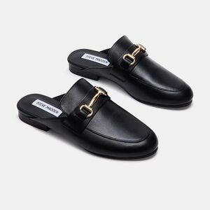 Steve Madden kandi black leather slip on loafers
